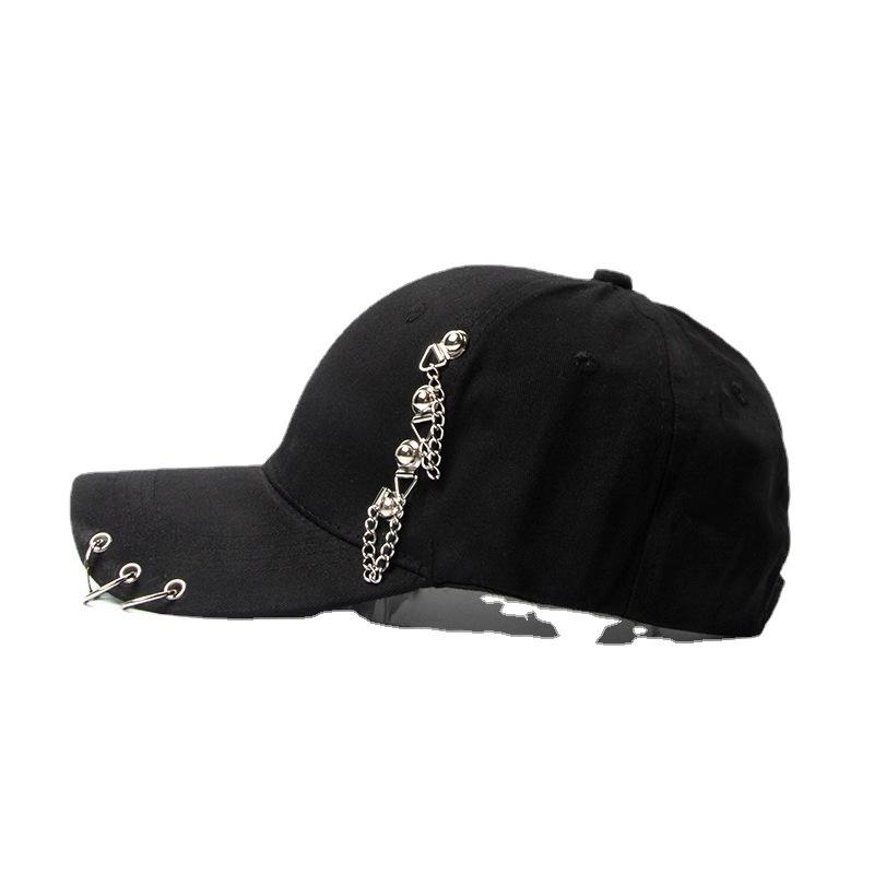 Spring and Autumn Outdoor Women Summer Baseball Cap Korean Style Studded Chain Three Rings Curved Brim Sun Hat Fashion