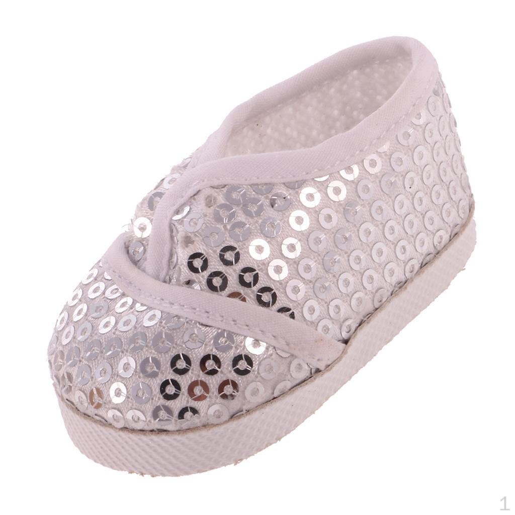 

Пара кроссовок с пайетками для 18-дюймовых кукол, серебро