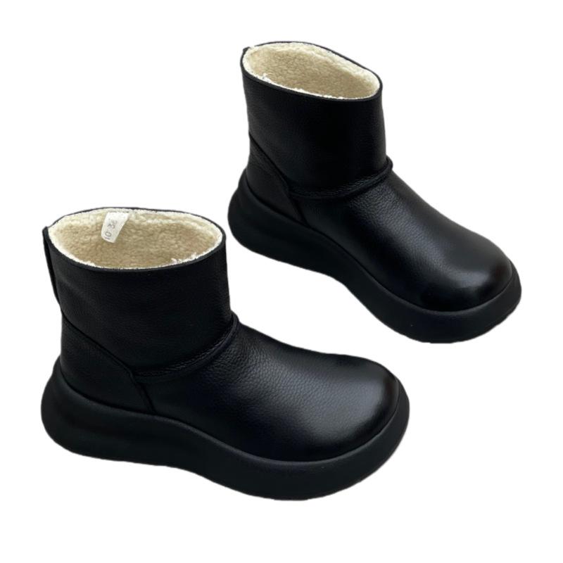 Baumwollschuhe, Schneestiefel mit dicker Sohle, Warme Baumwollstiefel mit Fleecefutter, Lässige Damenstiefel