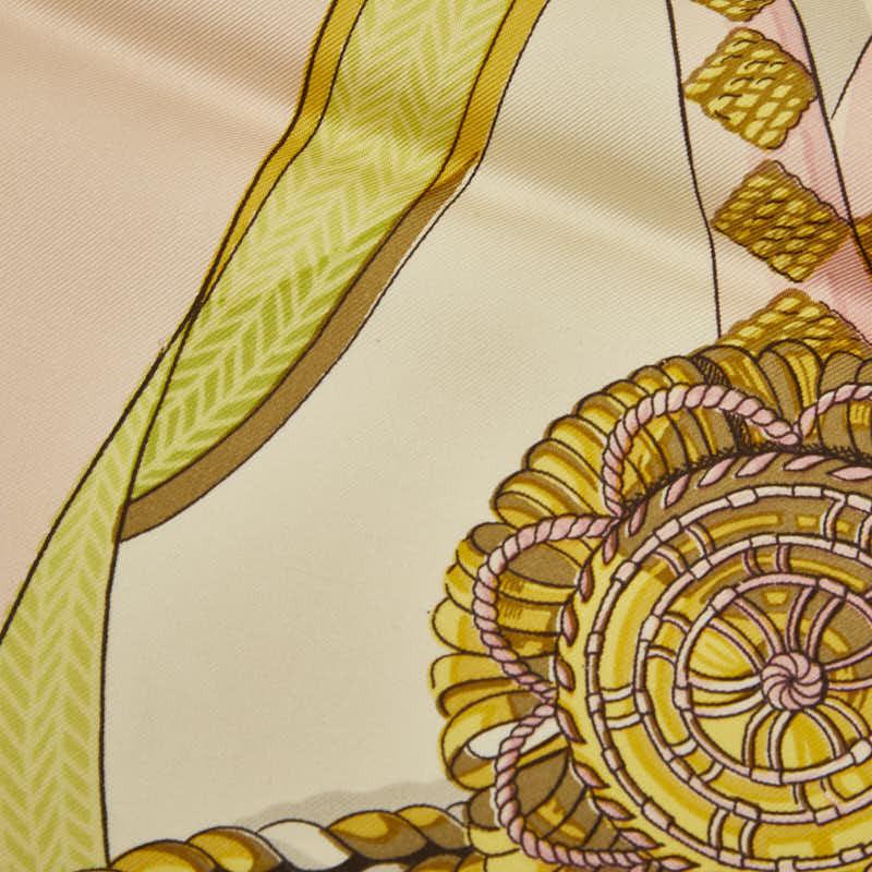 [USED]Hermes Carre 90 Frontaux et Cocardes Rosette Large Pink Multicolor HERMES Scarf, Size, Silk, Women's, [Pre-owned]