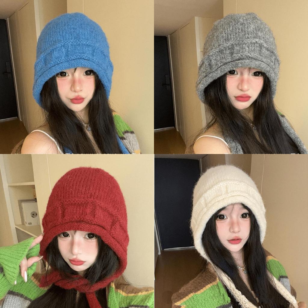 Woolen Knit Hat For Women With Windproof Warmth For Outdoor Activities