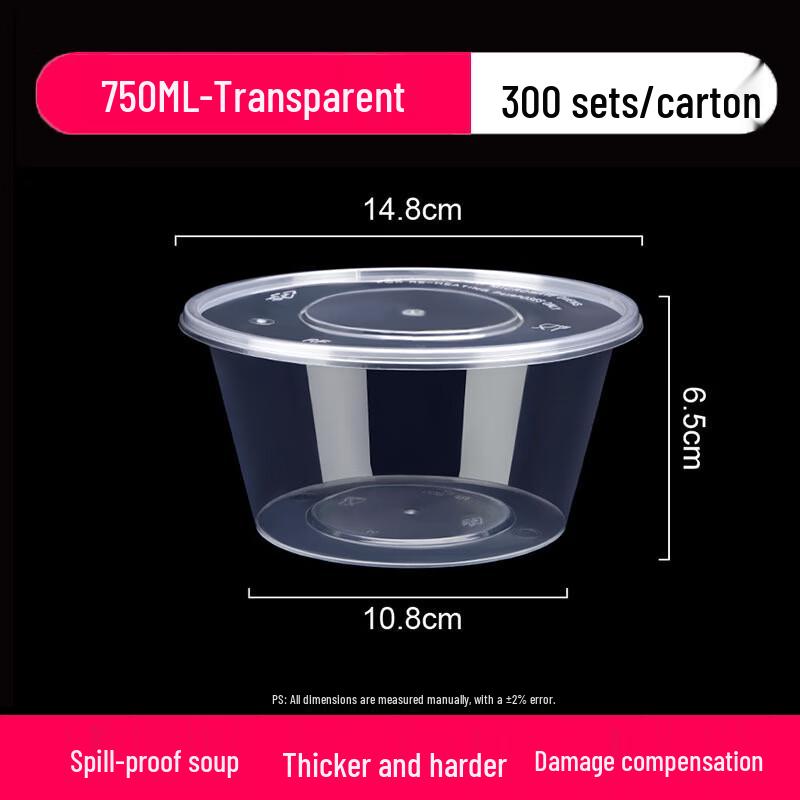 Lantuan Disposable Thickened Transparent Round Food Containers with Lids