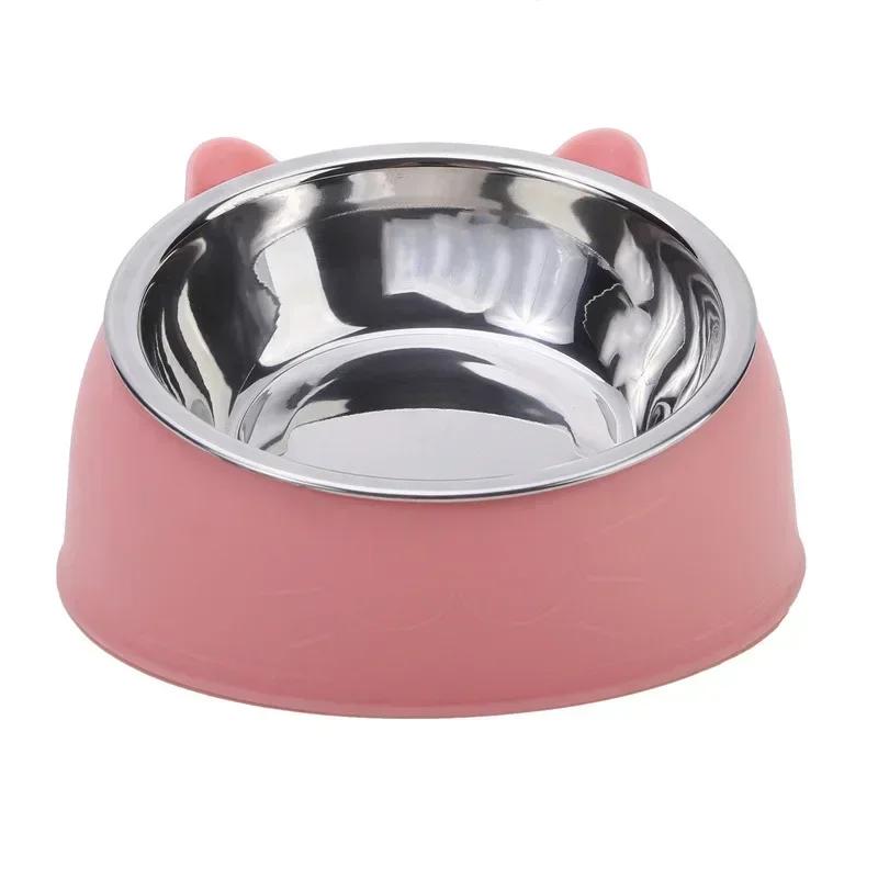 

100/200/400/800ML Stainless Steel Cat Creative Inclined Kitten Puppy Food Feeding Bowls Cats Drinking Feeder Pet Dogs Cat Feeder 100ml
