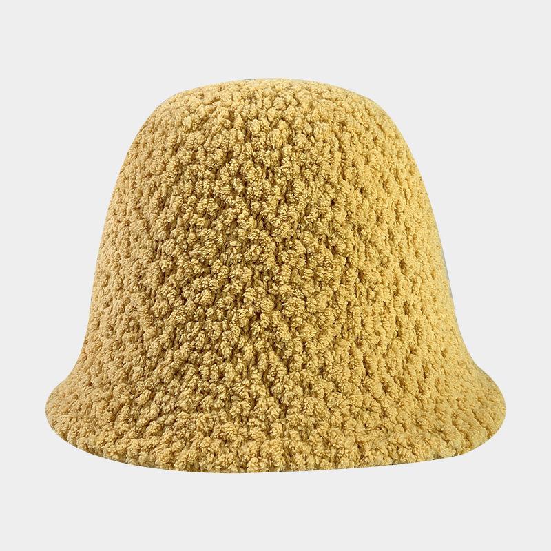 Women's Autumn and Winter Lamb Velvet Fisherman's Hat Korean Style Versatile Trendy Plush Warm Basin Hat Bucket Hat Show Small Face