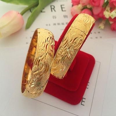 Gold Color New Wedding Dragon Phoenix Bracelet Wedding Joyful Solid