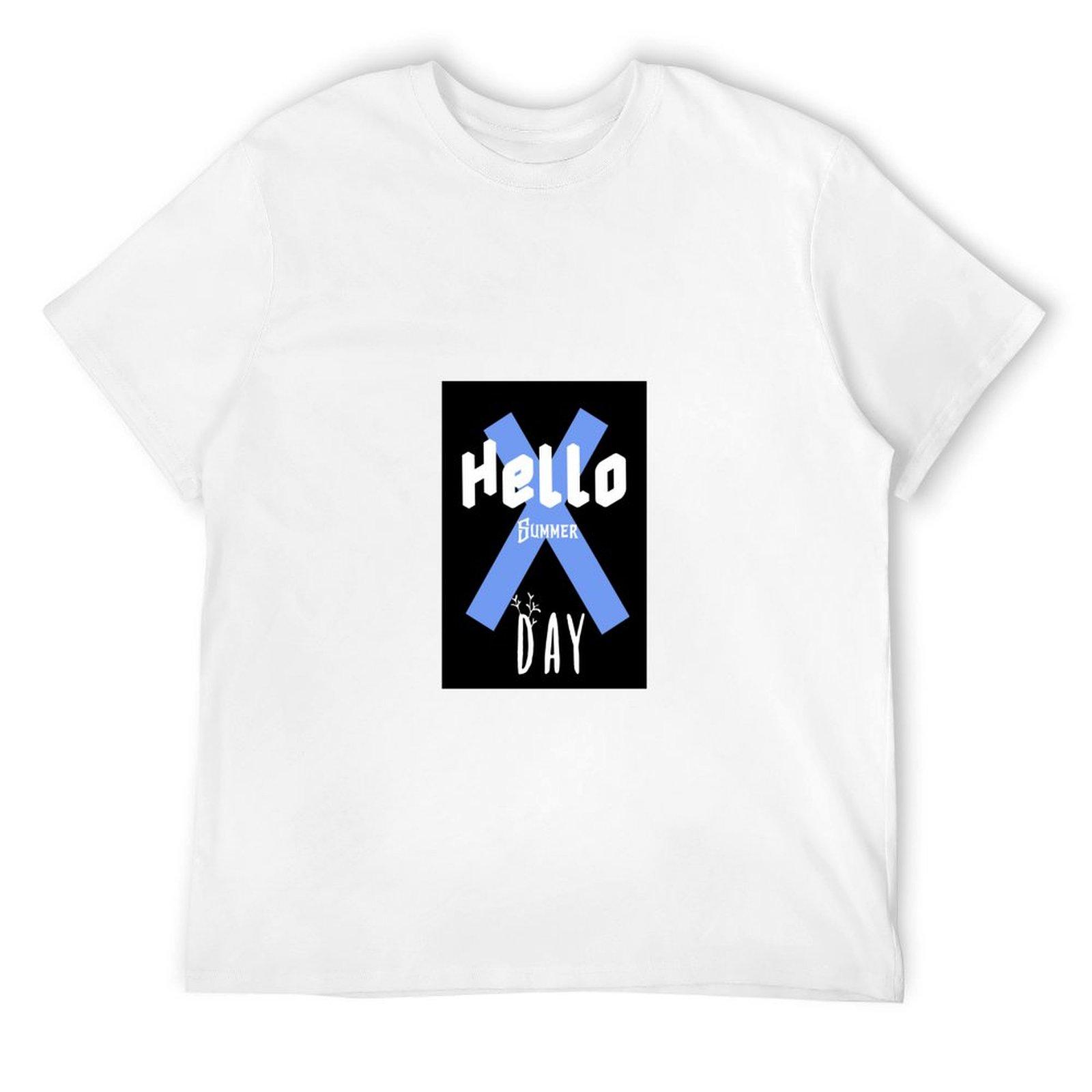 Hello summer day T-Shirt plus size tops summer clothes hippie clothes t shirt men S