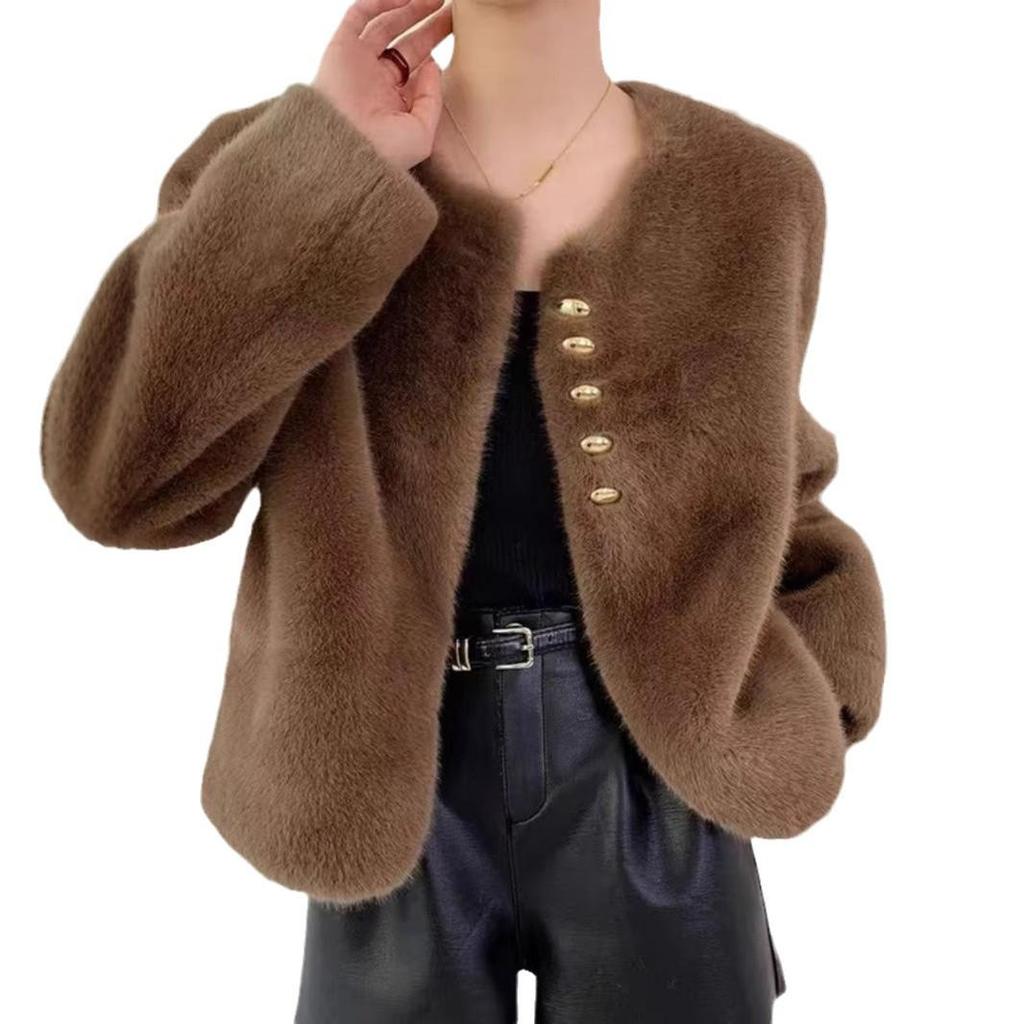 2024 Damen High-End Faux Nerzmantel - Herbst/Winter Locker geschnitten