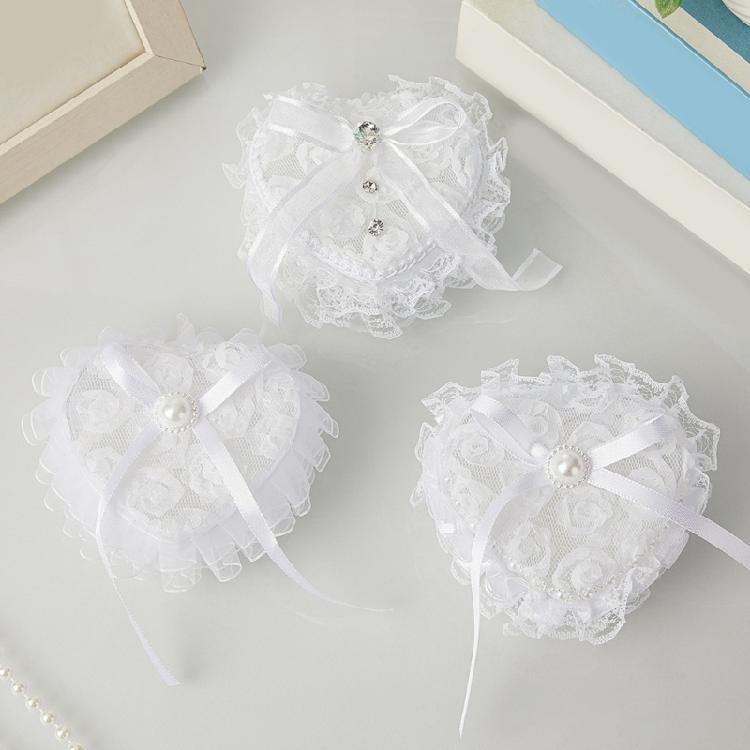 Romance Lace Wedding Rings Holder Heart Shape Fingerring Box For Bridal Party Formal Occasion Jewelry Gift Display