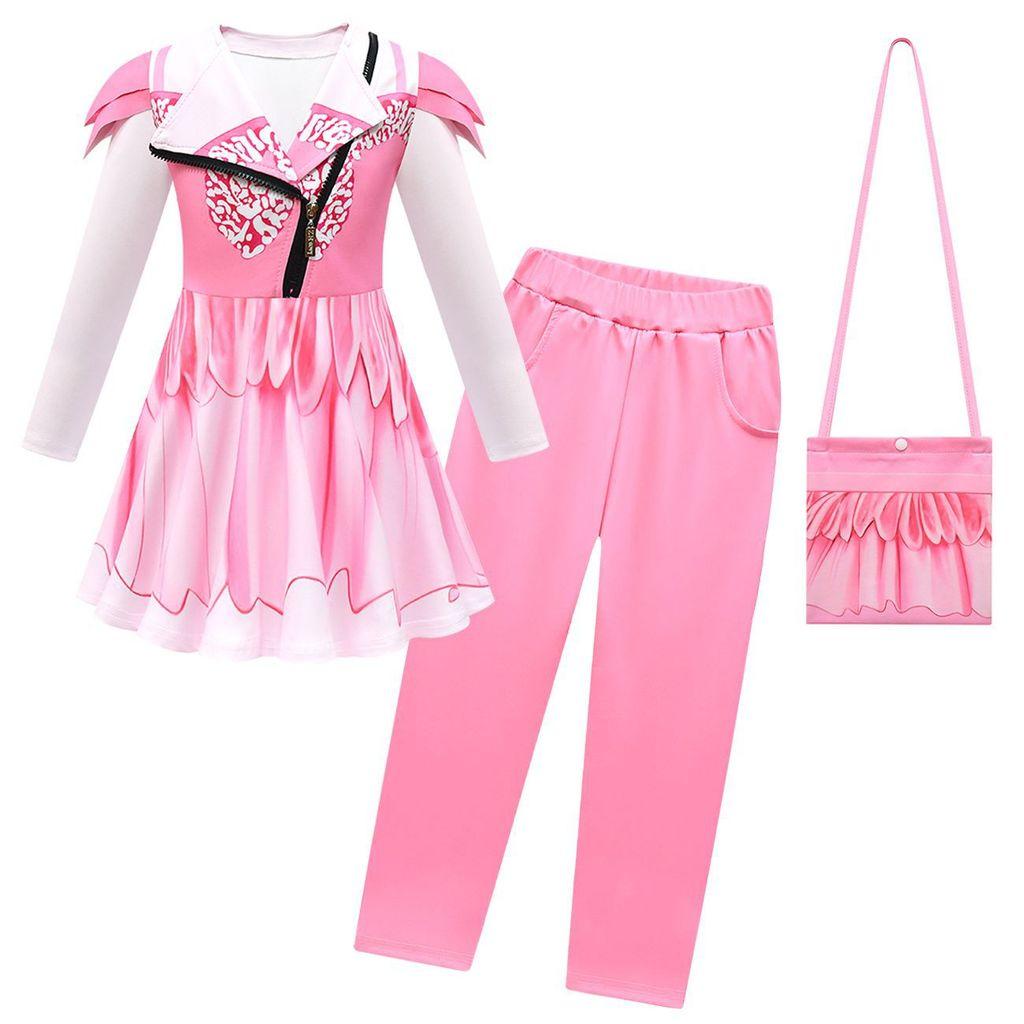 Kids Girls Anime Cartoon Animals Miss Printed Dress Pants Clothes Set Outfit Halloween Cosplay Costumes