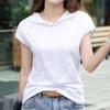 Navava Women Thin Plain Daily Cap Sleeve Hoodie T shirT nT2773