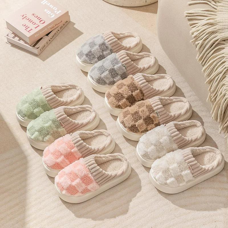 Fashion Crestar Women's Cotton Slippers Lady Girls Winter Flip Flops Leisure Non-slip Thick Bottom Home Slippers Indoor Warm Cozy Slides