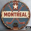 Round Vintage Montreal Hockey Metal Wall Sign Bar Decor