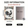 Metal Wall Art Rooster Sign Cluck Around Find Out Funny Farmhouse Kitchen Decor Rustic Tin Poster