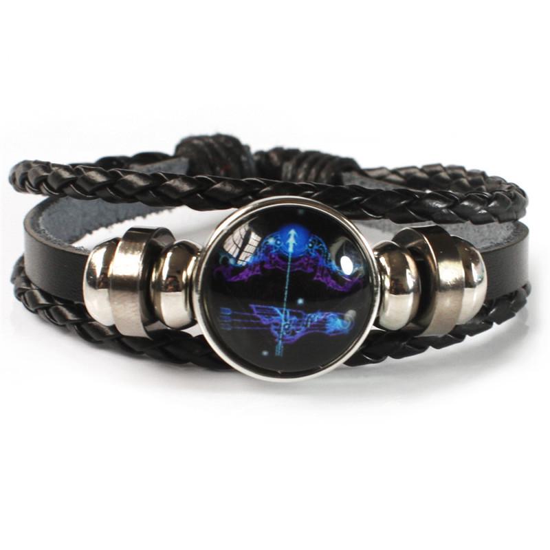 Twelve Constellations Leather Bracelet - Retro Korean Braided Design for Couples and Students
