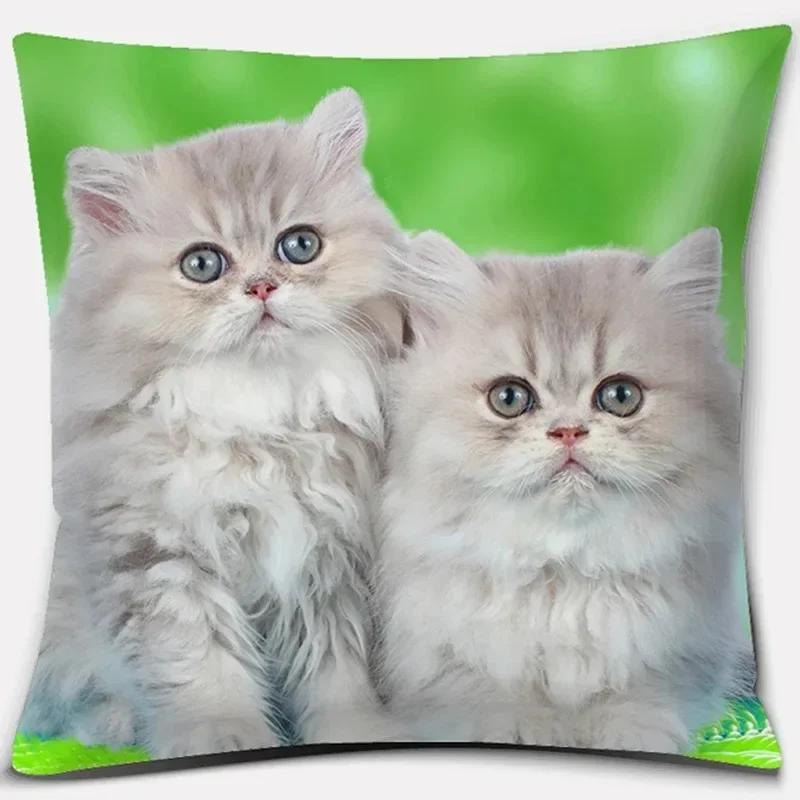 Cat Print Home Decoration Pillowcase Cute Cat Decorative Pillowcase Living Room Sofa Office Seat Cushion Cover