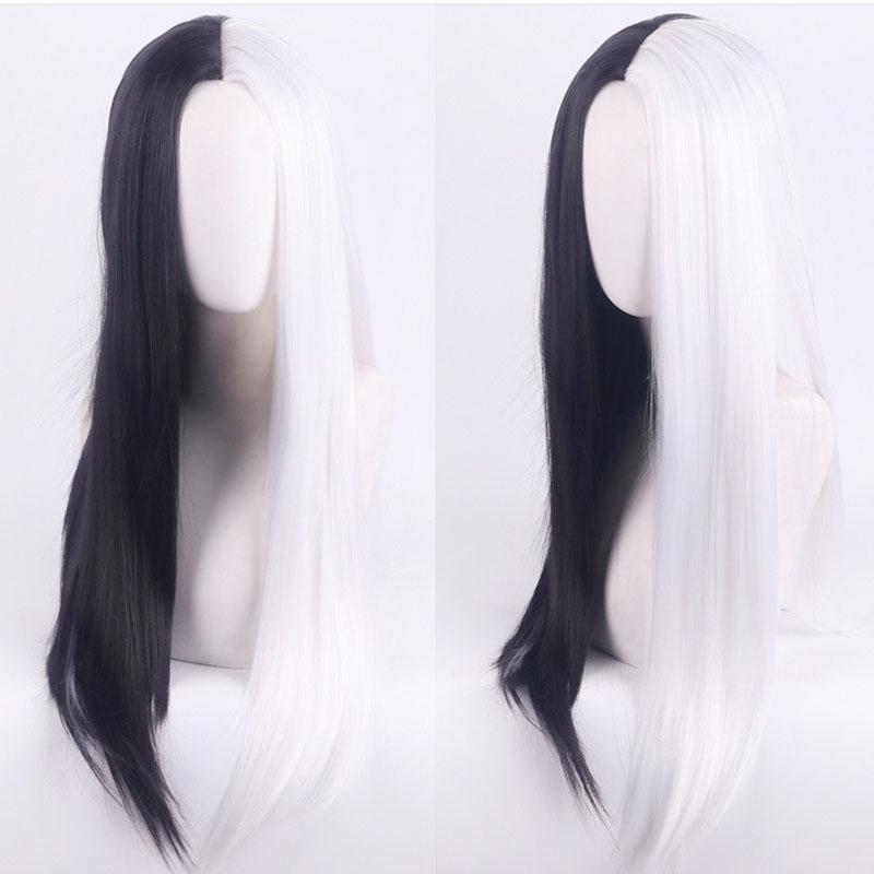 Black and White Cruella de Vil 101 Dalmatians Cosplay Wig