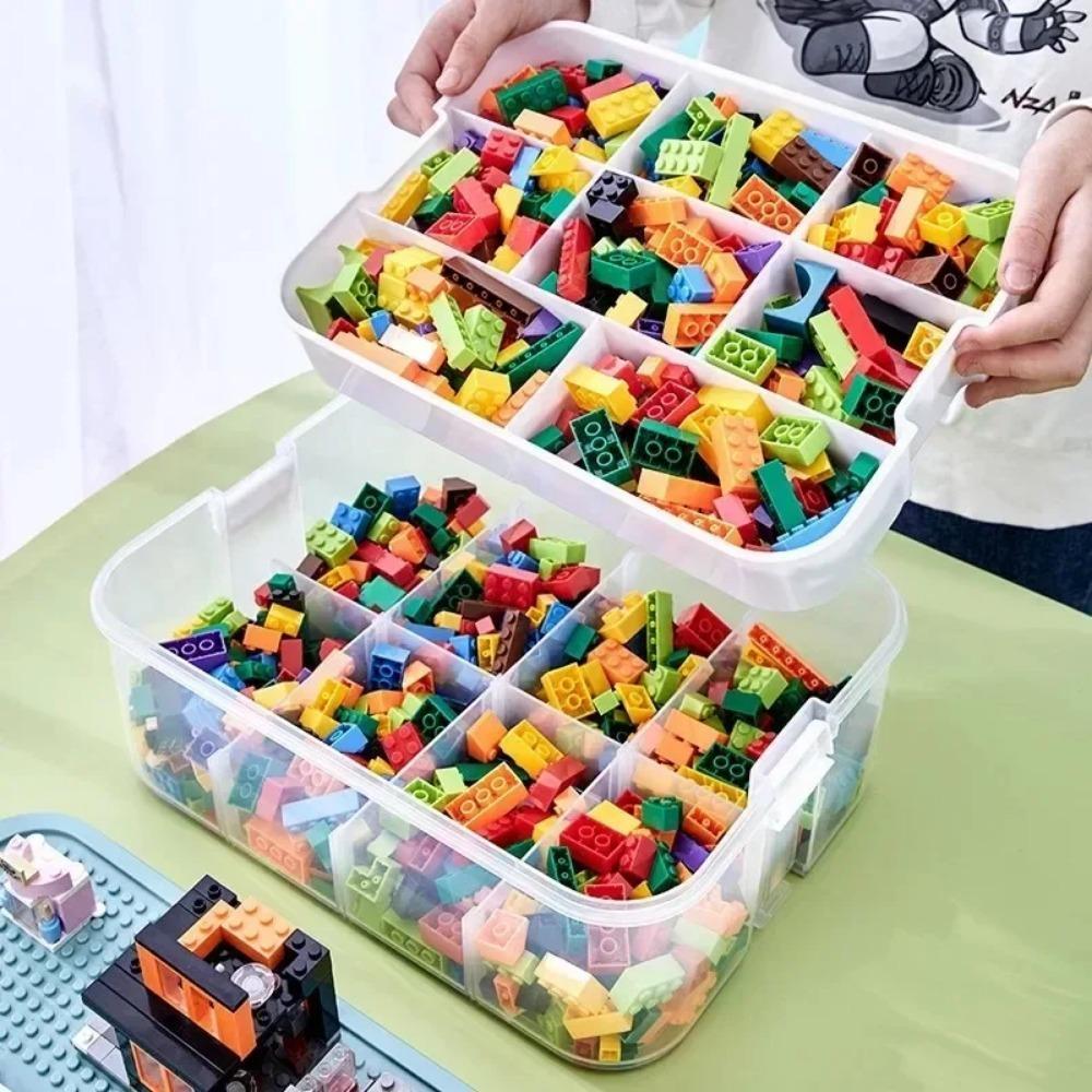 1pc Children's Block Organiser, Large Capacity Parts Organiser with Mountable Block Carrying Lid