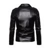 Men Long Sleeved Leather Jacket Pure Color Fashion Men's Diagonal Zipper Sports Casual Jacket