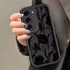 Black Rose Flower INS For Samsung Galaxy Case S24 S23 S22 S21 Ultra Plus Fe A55 A54 A53 A52 A35 A25 A15 A14 5G Phone Y2k Cover
