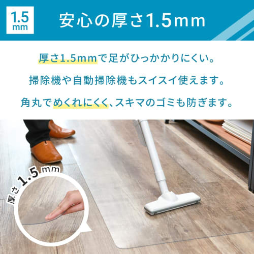 Zero Keeper Kitchen Mat, Transparent, Wipeable, Washable, Clear, Long, Water-Repellent, Non-Slip, 1.5mm Thick PVC, Compatible with Underfloor Heating