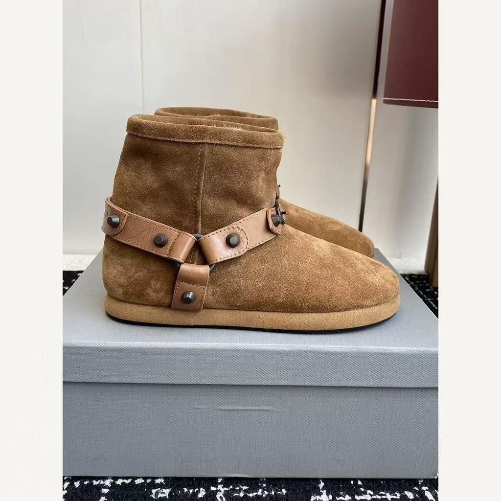 Bajia top version high-end goods original letter sheepskin fur integrated snow boots women's 25 new thickened wool short boots large cotton shoes
