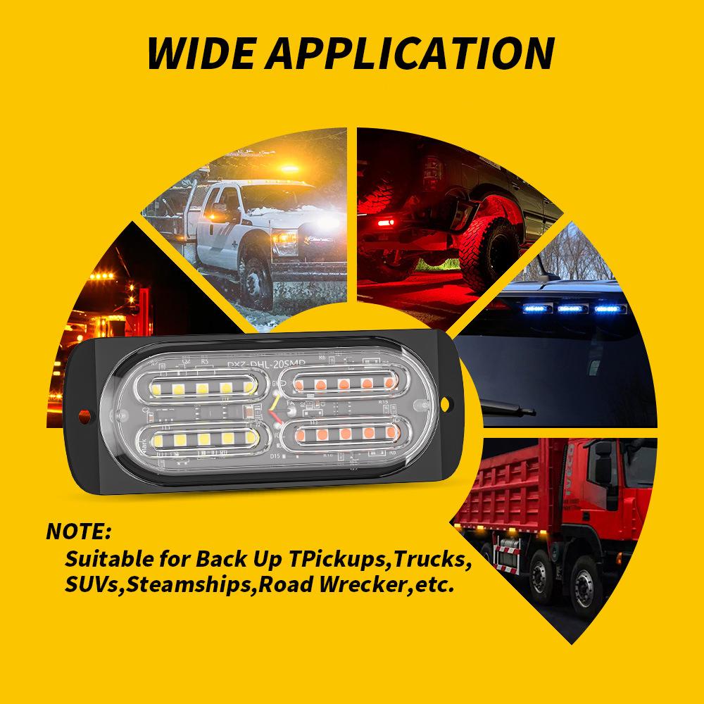1Pc Car Strobe Lights 20 SMD Flashing Warning Light LED LAMP Car LED Lamp Emergency Waterproof Light Universal Car Accessories
