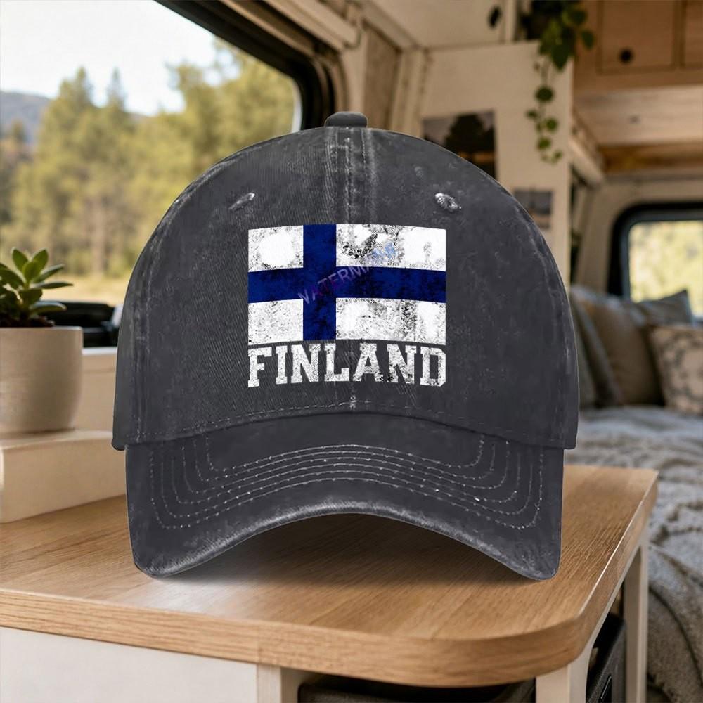 Finland Flag Distressed Washed Baseball Cap Unisex Casual Outdoor Hat for Daily Wear
