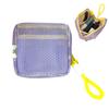 Square Mesh Makeup Pouch Dopamine Style Mini Coin Purse with Zipper Portable Multi-purpose Storage Bag