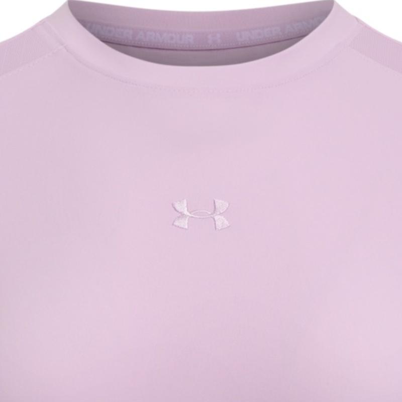 Under Armour Cool Mesh Logo Solid Loose Breathable Crew Neck Short Sleeve T-Shirt Women T-Shirts Purple 6007555-543