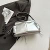 Double Pockets Design PU Leather Shoulder Bags for Women 2024 New Fashion Trend Crossbody Bag Female Silver Handbags