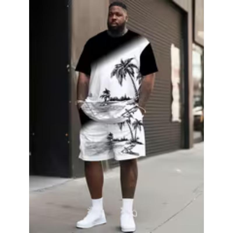 

Men s Plus Size 3D Digital Print Vacation Theme Graphic T-Shirt and Shorts Set - Casual/Sporty Style 6XL