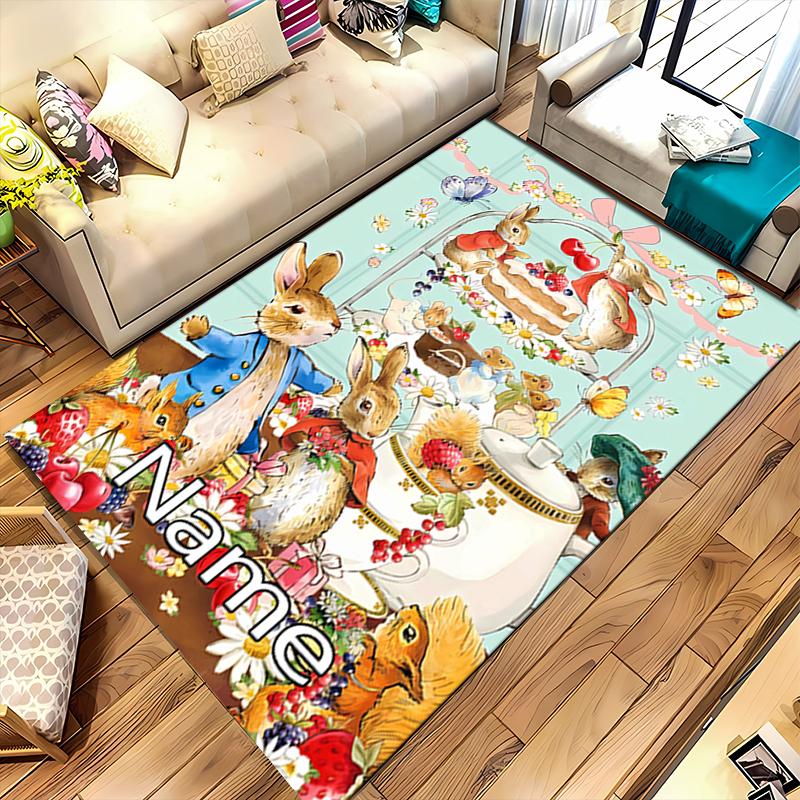 Custom Personalization Peter Rabbit Area Rug - Perfect For Kitchen, Bathroom,Laundry Room Decor Large Size Available,Gift All Seasons