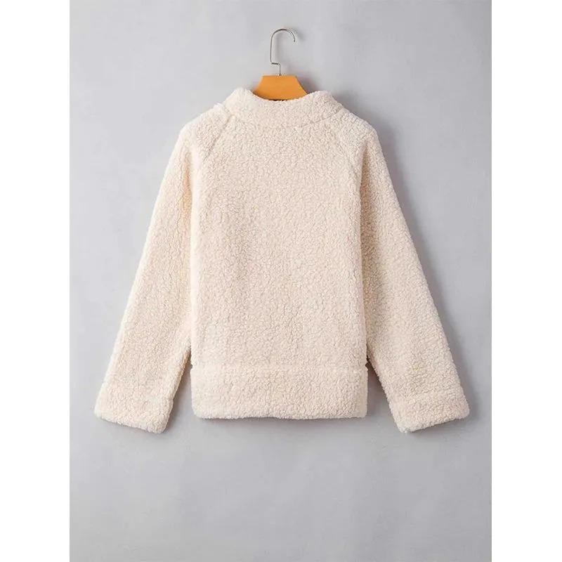 Damen einfarbiger Pullover Retro Sweatshirt Herbst und Winter verdicktes Strickoberteil