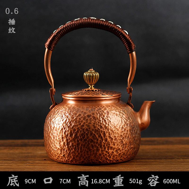 Customize Perfect Temperature Cooking Delicate Teapot Stove Top Coil Handle Thick Solid Hammered 99.98% Red Copper Tea Kettle