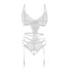 Ladies Erotic Lingerie Sexy Strap Lace Hollow Set Without Steel Rings
