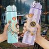 1PC Vintage Moon Star Pattern 750ml Color Plastic Sports Water Bottle Leakproof Flip Straw Lid Suitable for Sports Office Home Use