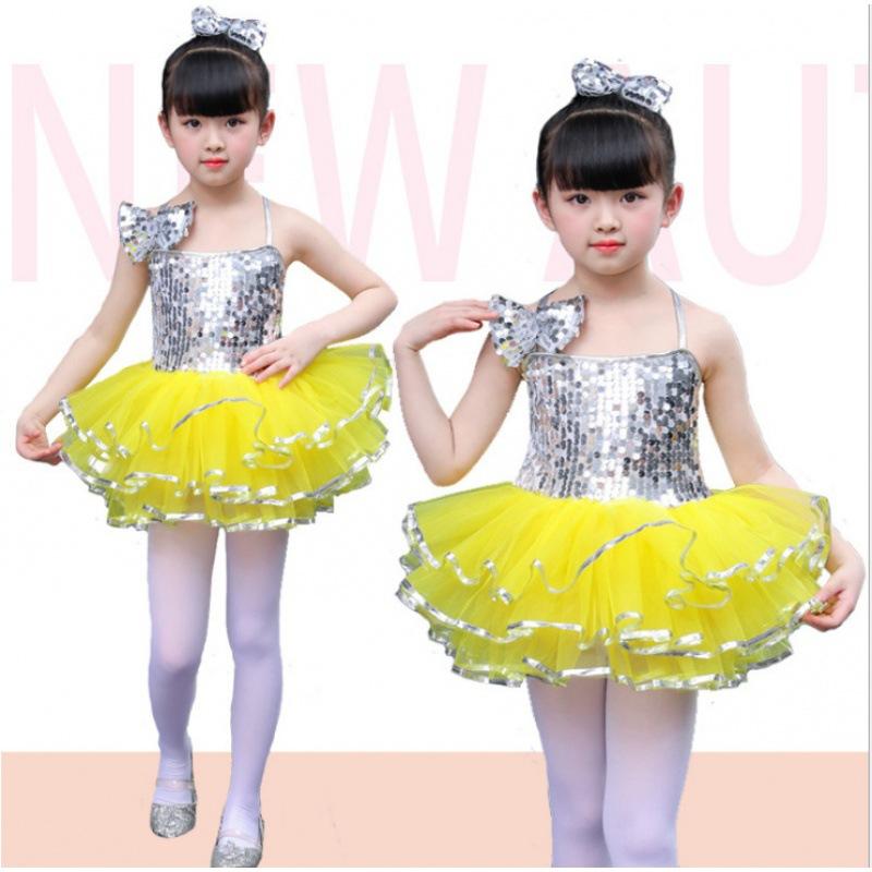 

Dance Costumes Sequins Girls Street Dance Show Clothes Kids Hip Hop Stage Dancing Suits Jazz Dance Dress Girls 150cm жовтий