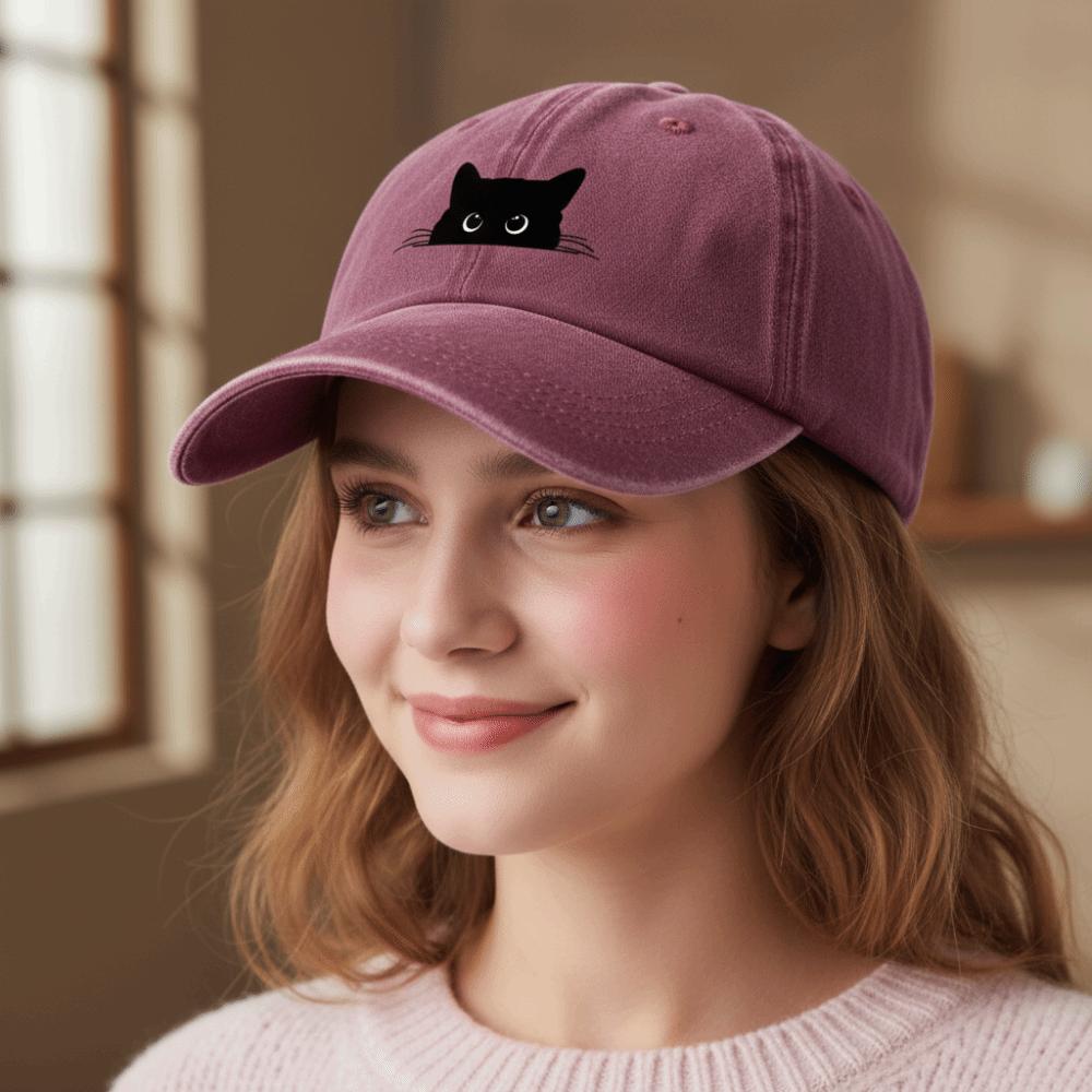 Sweet Cartoon Baseball Hat Peaked Cap Cotton Baseball Cap Cat Print Baseball Cap  Street