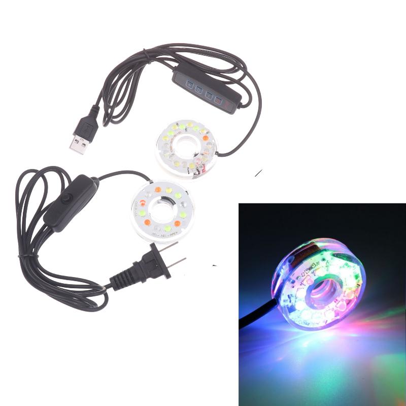 1Pcs Dc Waterproof Round Lamp Usb Led Illumination Colorful Light With Hole For Fish Tank Pool Garden Aquarium Decor Lighting
