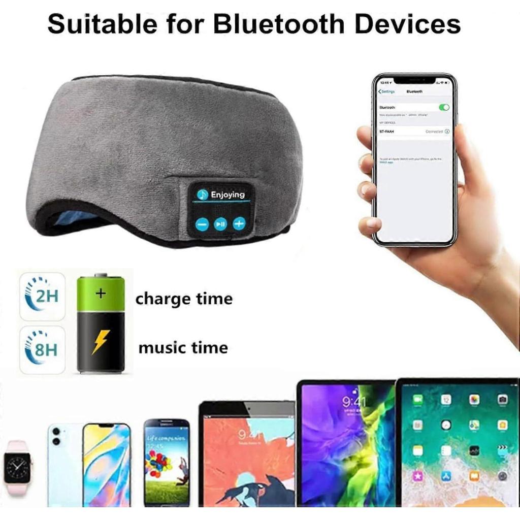 Bluetooth Eye Mask, Sleep Eye Mask with Adjustable Strap, Sleep Mask with Headphones for Side Sleepers Insomnia Travel Yoga Nap Gifts for Women Men (