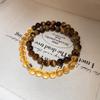 Natural Crystal Beaded Bracelet: Yellow & White Retro Wenwan Style, Light Luxury, High-End Jewelry