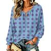 Women's Vintage Polka Dot Long Sleeve Pullover Top with Ruffle Trim and Tie Neck