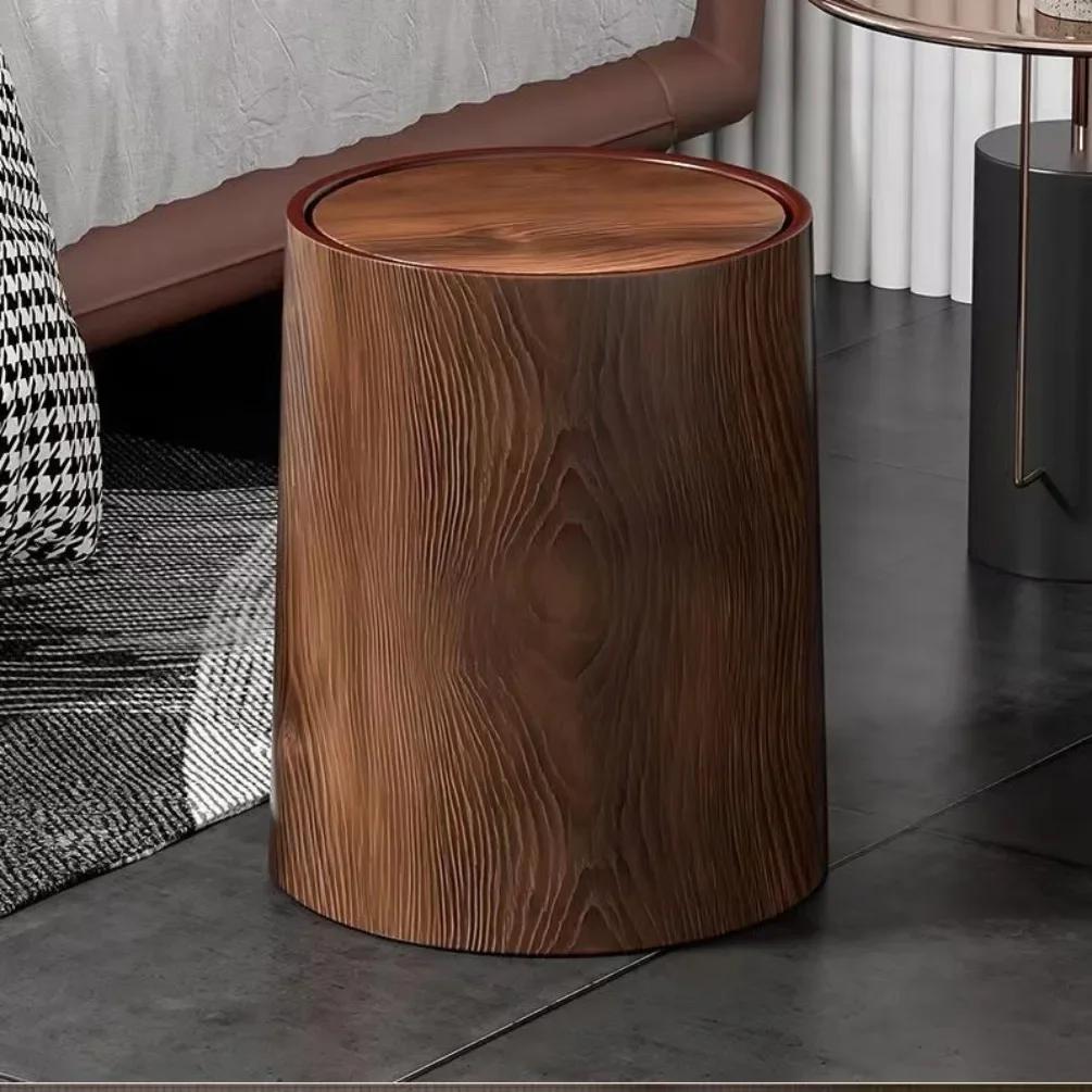 Retro Wood Trash Can Waterproof Wastebasket Decoration Bathroom Dustbin Household Large Capacity Garbage Bin Kitchen Accessories