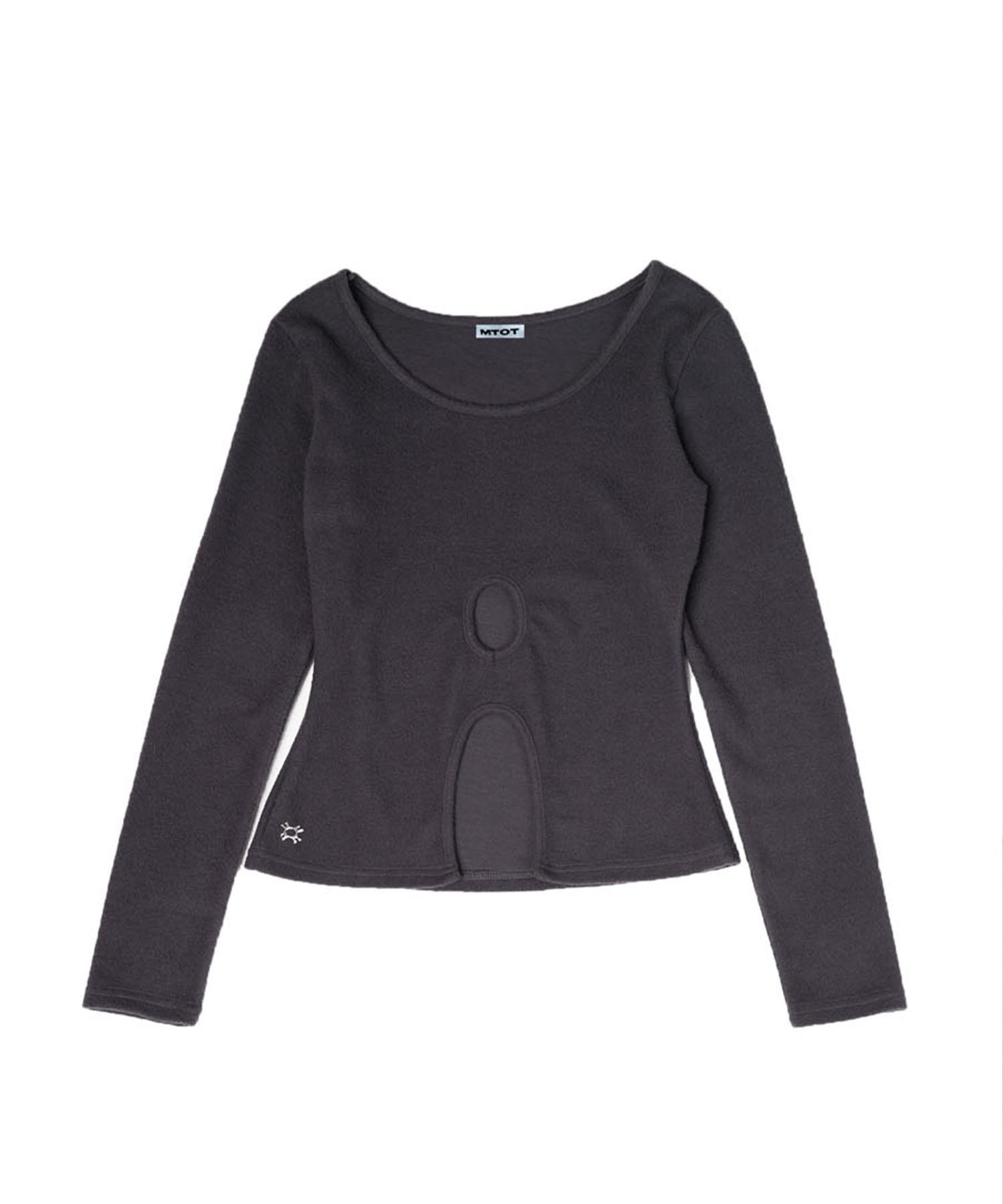 Mtot Hole Detail Jersey Top (Charcoal) Os