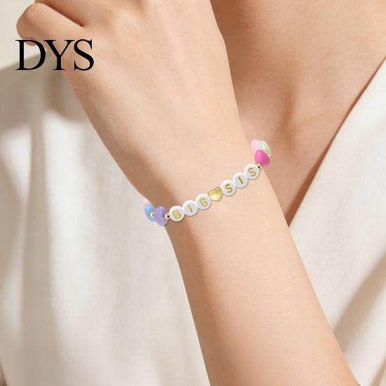 Adjustable Kids Bracelet Sister Friendship Beaded Bohemian Colorful Polymer Clay Beads Big Sis Gift for Women Friends Girls Daily Wear