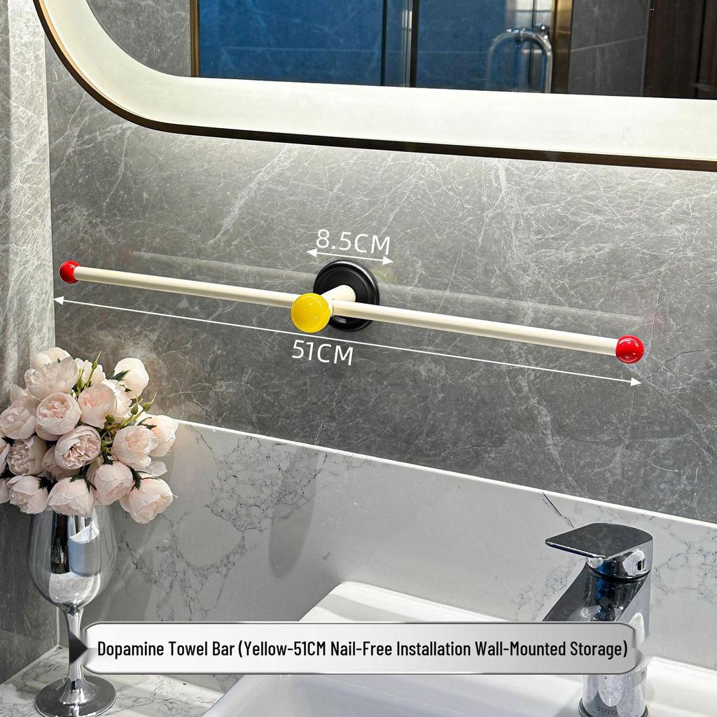 Dopamine Punch-Free Wall-Mounted Towel Rack and Storage Shelf