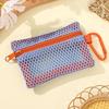 Transparent Mesh Makeup Bag Stylish Portable Cosmetic Pouch With Zipper Flat Design For Toiletries And Makeup Storage