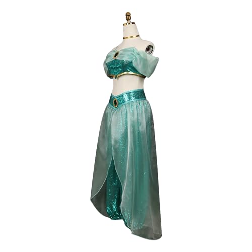 Midoriya Aladdin Princess Jasmine Dress Cosplay Costume for Adults (L)