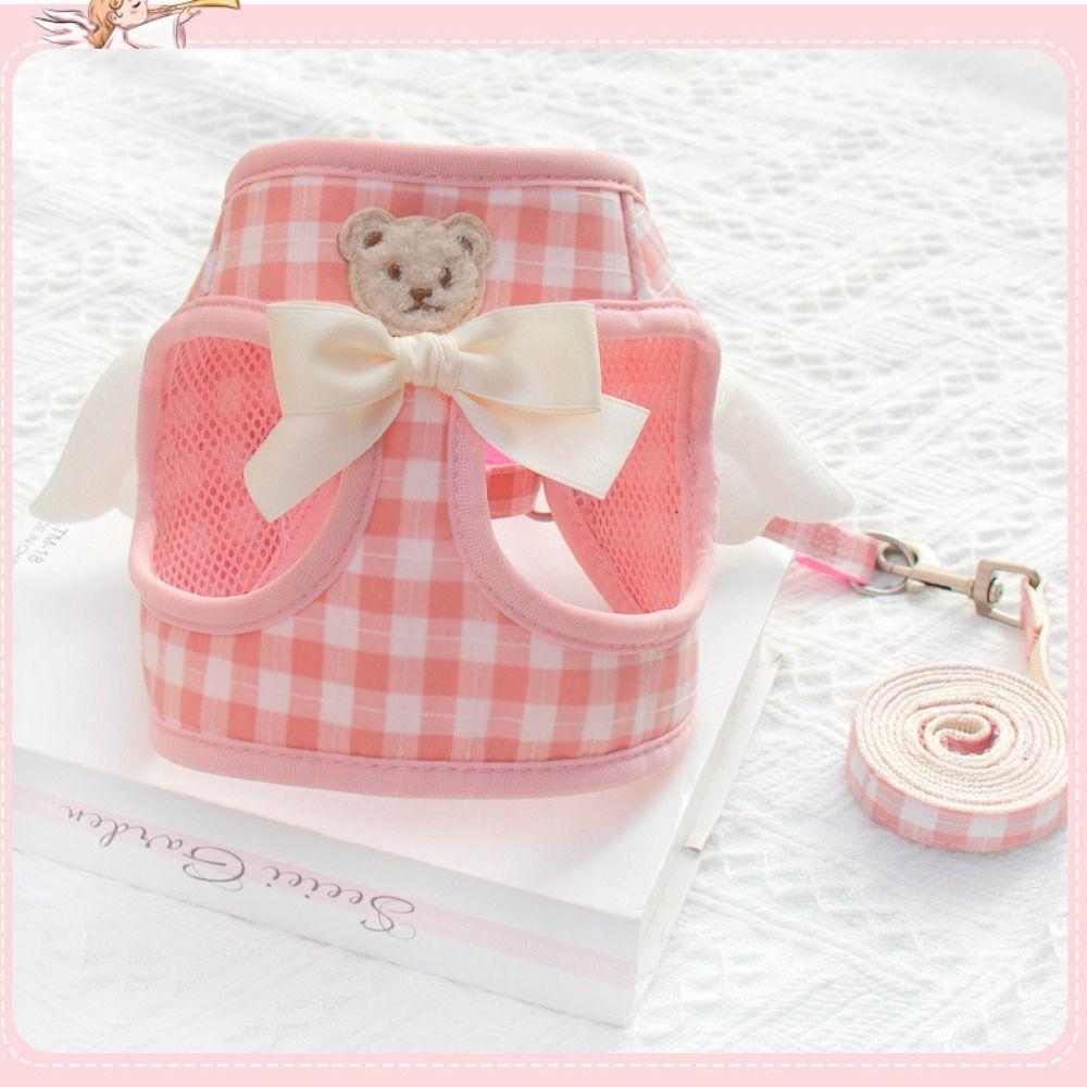Breathable Cat Dog Harness Set Adjustable Cat Leash Cute Dog Traction Rope Walking