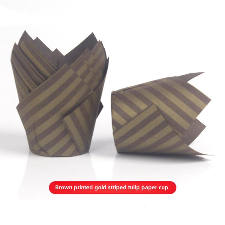 Mehrfarbige Flammen Hochtemperatur Ölfest Tulpenförmige Cupcake-Förmchen